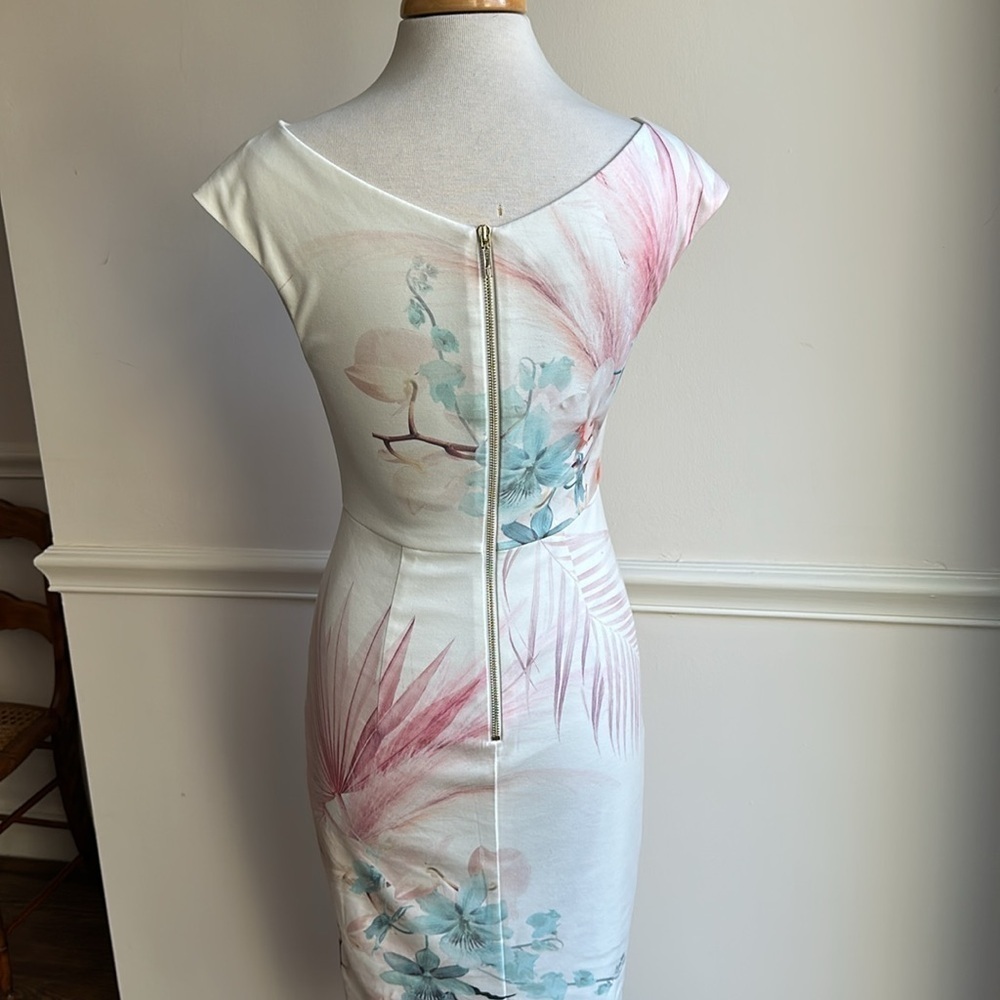 Ted Baker Serendipity Floral Print Sheath Dress Elegant Sleeveless Dress Size 1 - Picture 8 of 11
